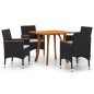 Set Mobili da Pranzo per Giardino 5 pz Nero Set Mobili da Pranzo per Giardino 5 pz Nero