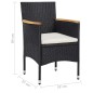 Set Mobili da Pranzo per Giardino 3 pz Nero