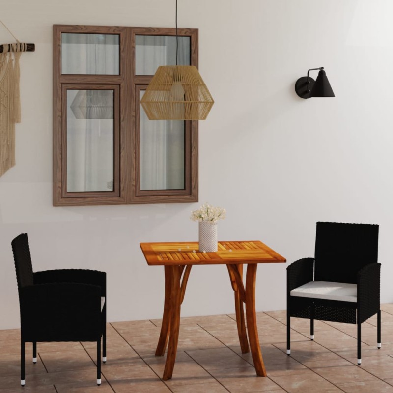 Set Mobili da Pranzo per Giardino 3 pz Nero Set Mobili da Pranzo per Giardino 3 pz Nero