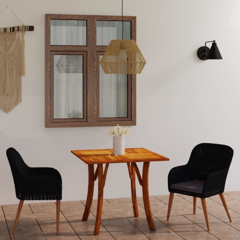 Set Mobili da Pranzo per Giardino 3 pz Nero Set Mobili da Pranzo per Giardino 3 pz Nero