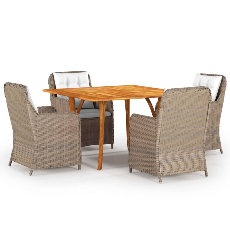 vidaXL Set Mobili da Pranzo per Giardino 5 pz Marrone vidaXL Set Mobili da Pranzo per Giardino 5 pz Marrone