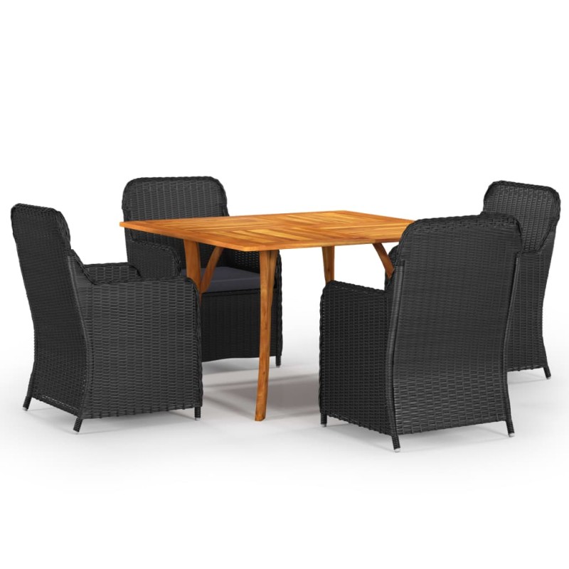 Set Mobili da Pranzo per Giardino 5 pz Nero Set Mobili da Pranzo per Giardino 5 pz Nero