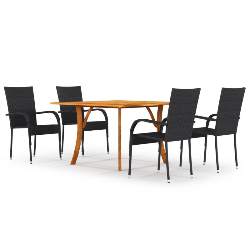Set Mobili da Pranzo per Giardino 5 pz Nero Set Mobili da Pranzo per Giardino 5 pz Nero