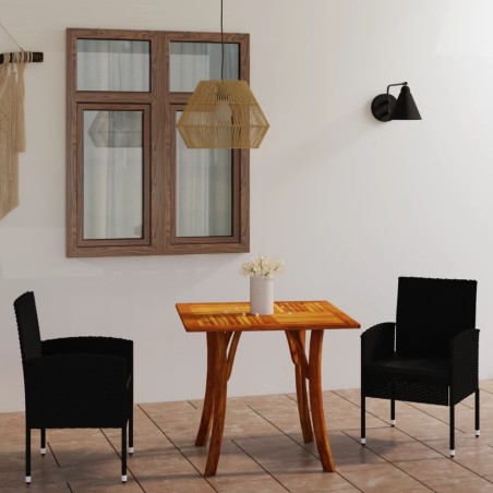Set Mobili da Pranzo per Giardino 3 pz Nero