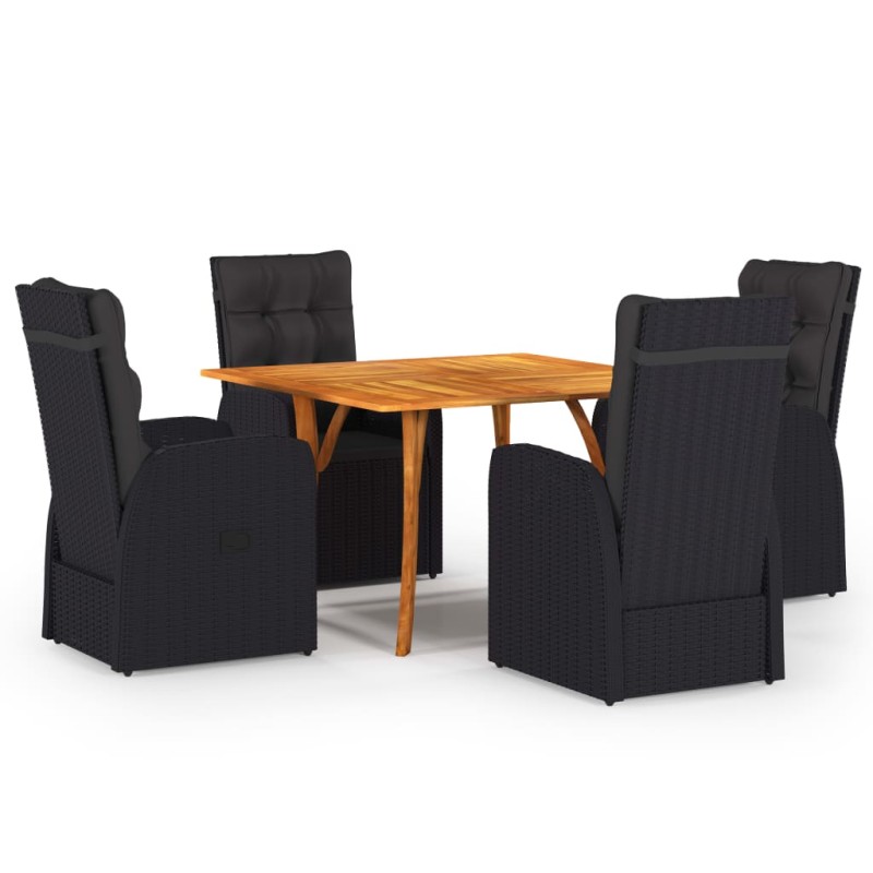 Set Mobili da Pranzo per Giardino 5 pz Nero Set Mobili da Pranzo per Giardino 5 pz Nero