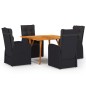 Set Mobili da Pranzo per Giardino 5 pz Nero Set Mobili da Pranzo per Giardino 5 pz Nero