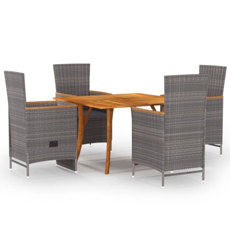 Set Mobili da Pranzo per Giardino 5 pz Grigio