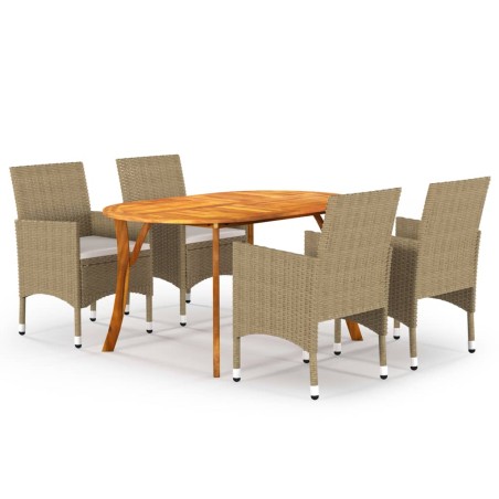 vidaXL Set Mobili da Pranzo per Giardino 5 pz Beige 