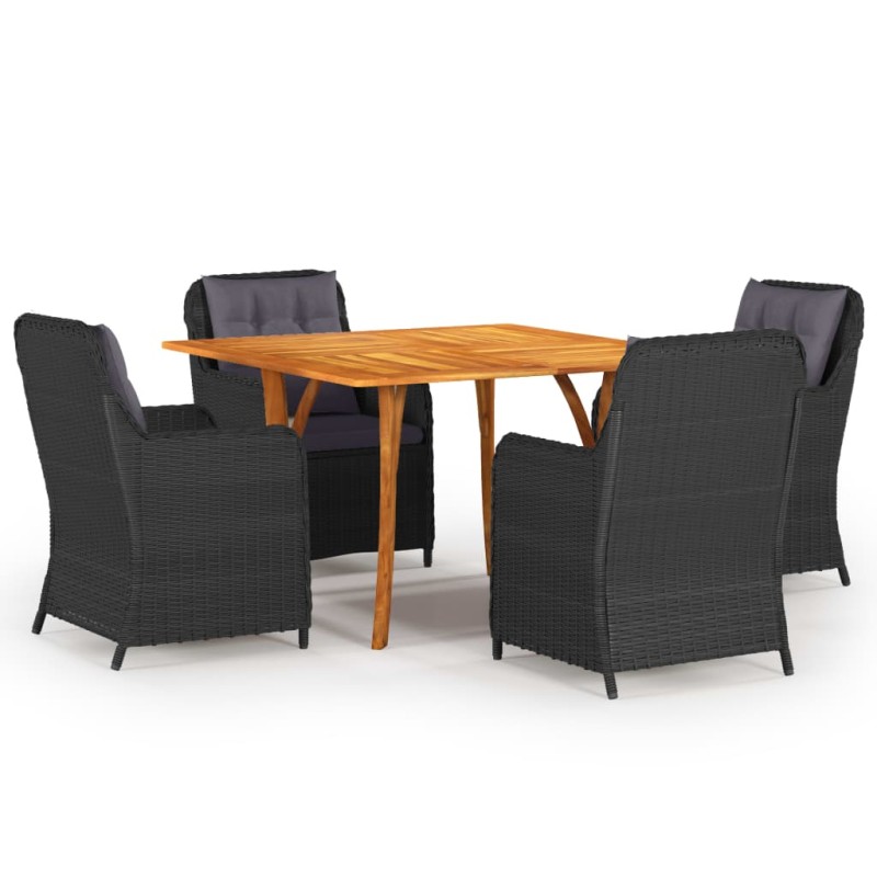 Set Mobili da Pranzo per Giardino 5 pz Nero Set Mobili da Pranzo per Giardino 5 pz Nero