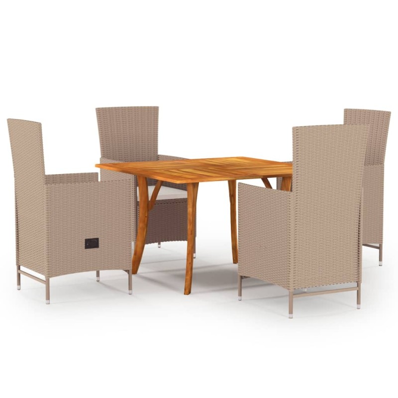 Set Mobili da Pranzo per Giardino 5 pz Beige Set Mobili da Pranzo per Giardino 5 pz Beige