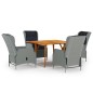 Set Mobili da Pranzo per Giardino 5 pz Grigio Chiaro