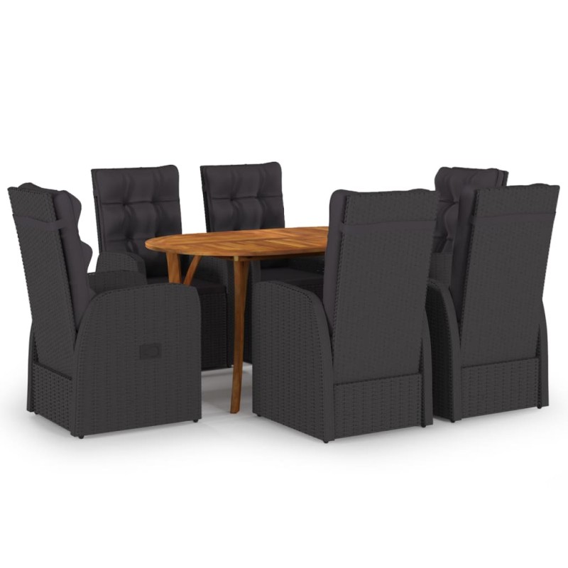 Set Mobili da Pranzo per Giardino 7 pz Nero Set Mobili da Pranzo per Giardino 7 pz Nero