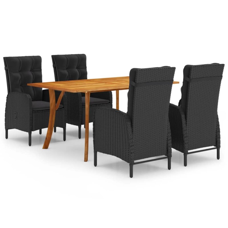 Set Mobili da Pranzo per Giardino 5 pz Nero Set Mobili da Pranzo per Giardino 5 pz Nero