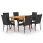 vidaXL Set Mobili da Pranzo per Giardino 7 pz Nero vidaXL Set Mobili da Pranzo per Giardino 7 pz Nero