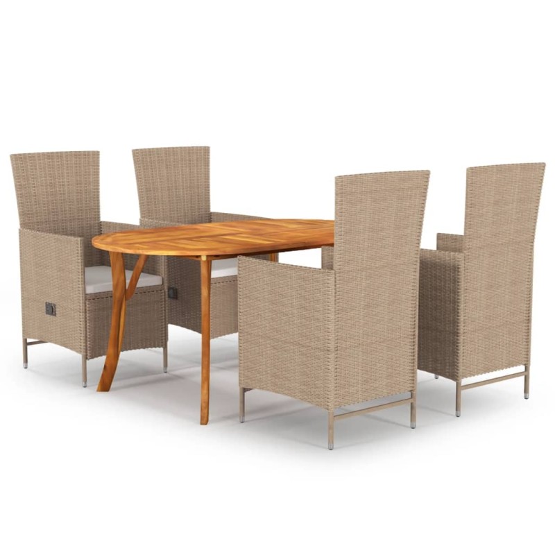 Set Mobili da Pranzo per Giardino 5 pz Beige Set Mobili da Pranzo per Giardino 5 pz Beige