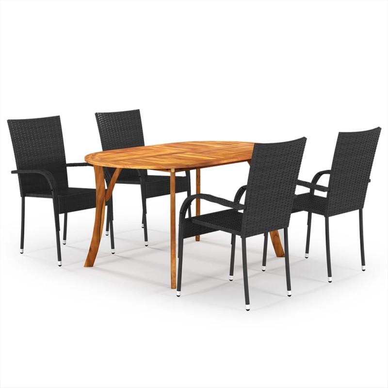 Set Mobili da Pranzo per Giardino 5 pz Nero Set Mobili da Pranzo per Giardino 5 pz Nero