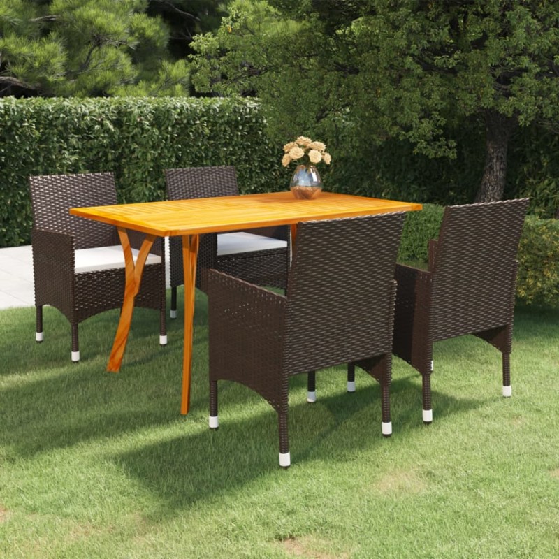 Set Mobili da Pranzo per Giardino 5 pz Marrone Set Mobili da Pranzo per Giardino 5 pz Marrone