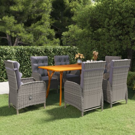 vidaXL Set da Pranzo da Giardino 7 pz Grigio