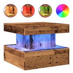 vidaXL Tavolino da Salotto con Luci LED Legno Antico 50x50x40 cm