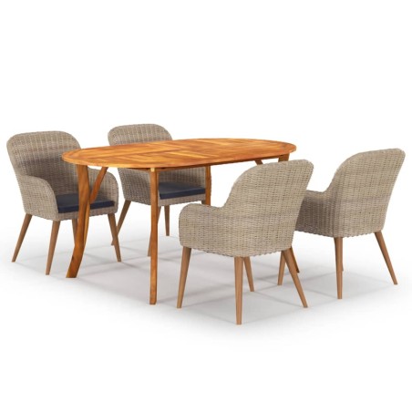Set Mobili da Pranzo per Giardino 5 pz Marrone