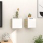 Armadietti a Parete per TV 2 pz Bianco e Rovere 30,5x30x30 cm