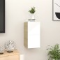 Armadietti a Parete per TV 2 pz Bianco e Rovere 30,5x30x30 cm