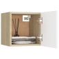Armadietti a Parete per TV 2 pz Bianco e Rovere 30,5x30x30 cm