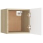 Armadietti a Parete per TV 2 pz Bianco e Rovere 30,5x30x30 cm