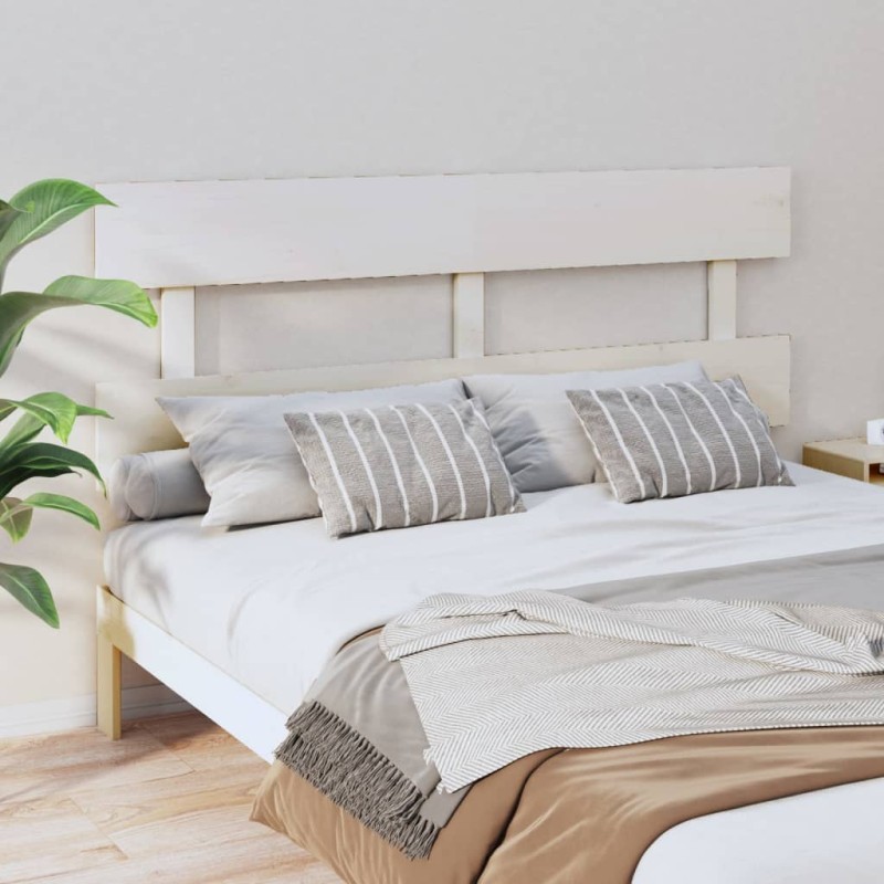 Testiera per Letto Bianca 154x3x81 cm in Legno Massello di Pino Testiera per Letto Bianca 154x3x81 cm in Legno Massello di Pino