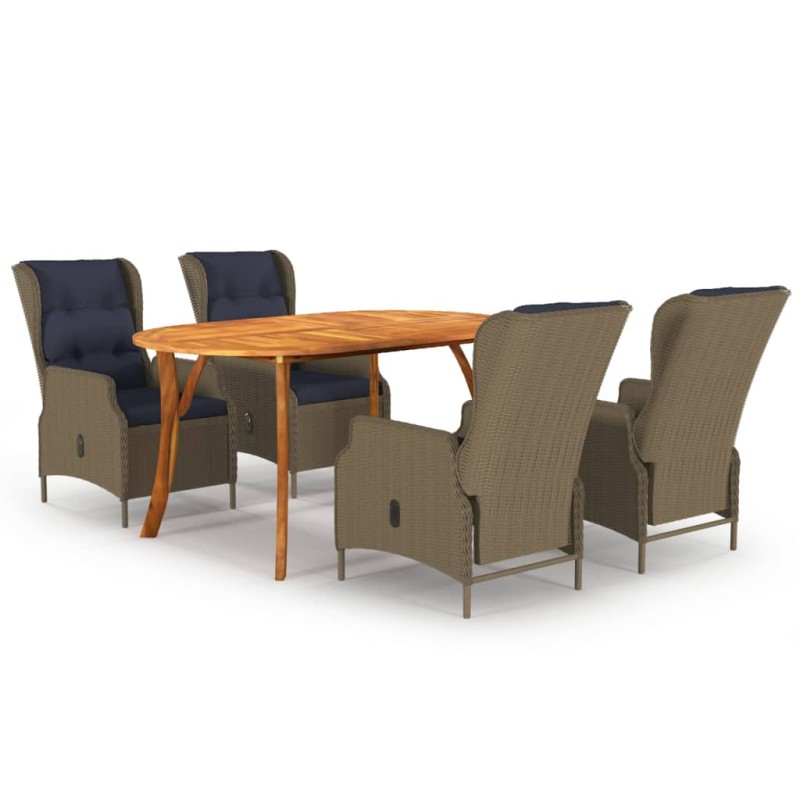 Set Mobili da Pranzo per Giardino 5 pz Marrone Set Mobili da Pranzo per Giardino 5 pz Marrone
