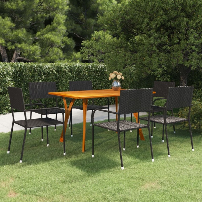 Set Mobili da Pranzo per Giardino 7 pz Nero Set Mobili da Pranzo per Giardino 7 pz Nero