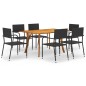 Set Mobili da Pranzo per Giardino 7 pz Nero Set Mobili da Pranzo per Giardino 7 pz Nero