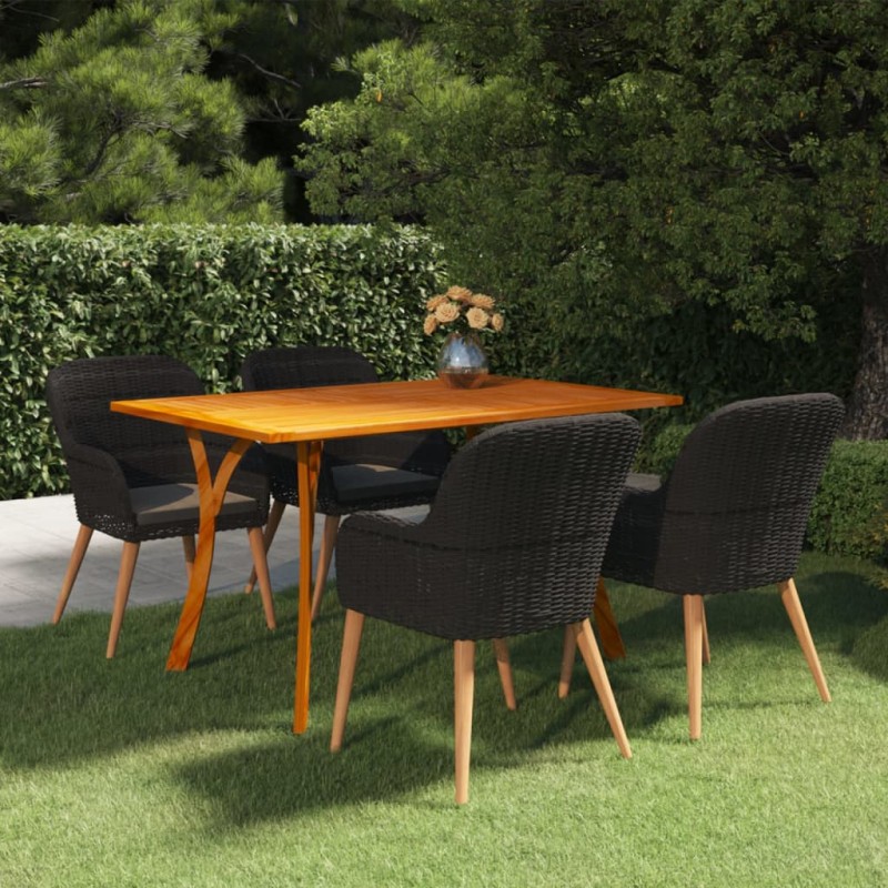Set Mobili da Pranzo per Giardino 5 pz Nero