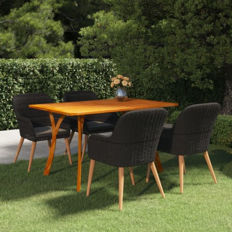 Set Mobili da Pranzo per Giardino 5 pz Nero