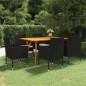 Set Mobili da Pranzo per Giardino 7 pz Nero Set Mobili da Pranzo per Giardino 7 pz Nero