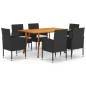 Set Mobili da Pranzo per Giardino 7 pz Nero Set Mobili da Pranzo per Giardino 7 pz Nero