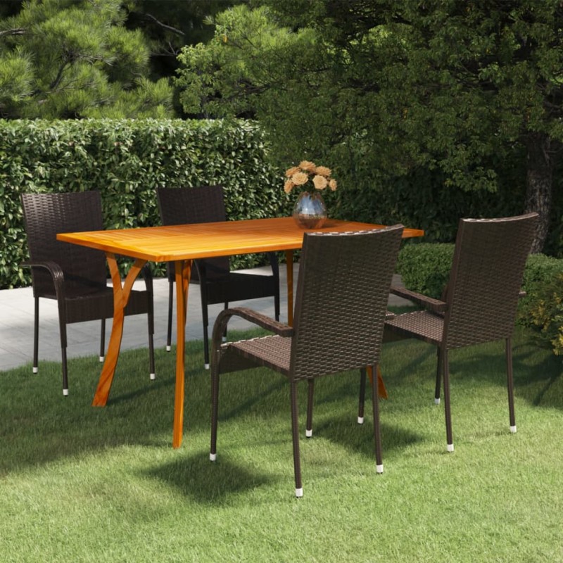 vidaXL Set Mobili da Pranzo per Giardino 5 pz Marrone vidaXL Set Mobili da Pranzo per Giardino 5 pz Marrone