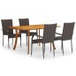 vidaXL Set Mobili da Pranzo per Giardino 5 pz Marrone vidaXL Set Mobili da Pranzo per Giardino 5 pz Marrone