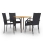 Set Mobili da Pranzo Giardino 5 pz in Polyrattan Nero Set Mobili da Pranzo Giardino 5 pz in Polyrattan Nero