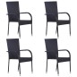 Set Mobili da Pranzo Giardino 5 pz in Polyrattan Nero Set Mobili da Pranzo Giardino 5 pz in Polyrattan Nero