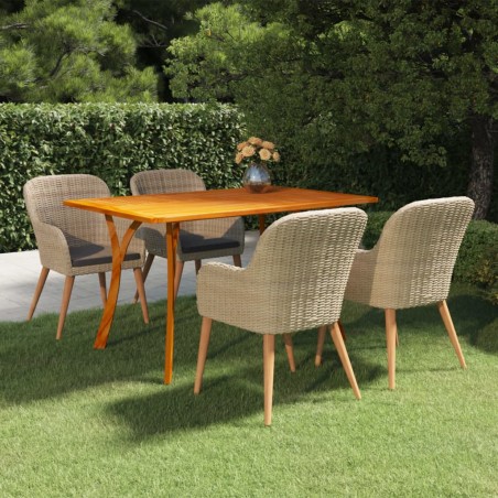 Set Mobili da Pranzo per Giardino 5 pz Marrone