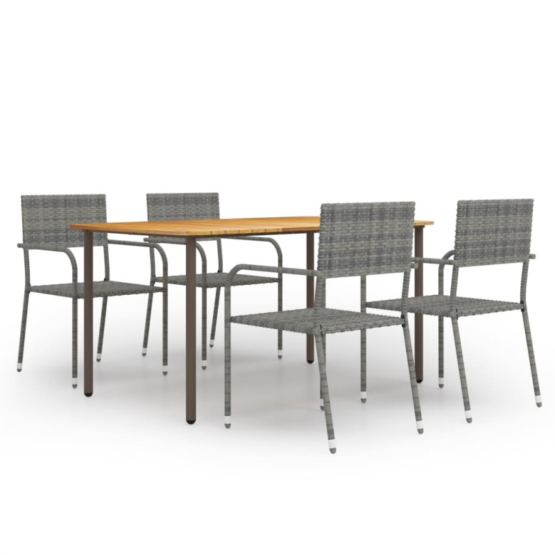 Set Mobili da Pranzo da Giardino 5 pz in Polyrattan Antracite Set Mobili da Pranzo da Giardino 5 pz in Polyrattan Antracite