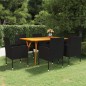 Set Mobili da Pranzo per Giardino 7 pz Nero Set Mobili da Pranzo per Giardino 7 pz Nero