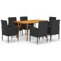 Set Mobili da Pranzo per Giardino 7 pz Nero Set Mobili da Pranzo per Giardino 7 pz Nero