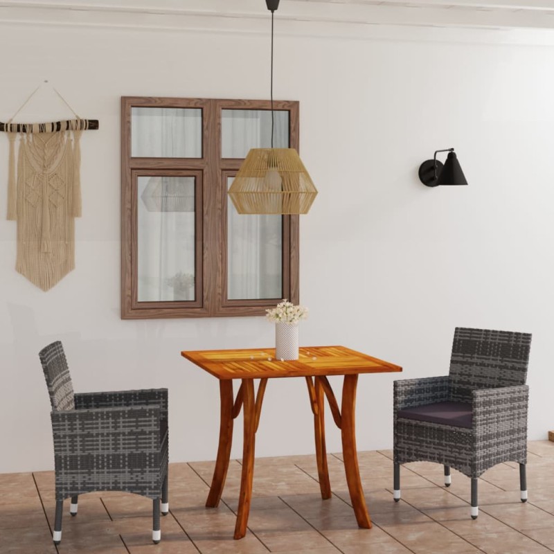 Set Mobili da Pranzo per Giardino 3 pz Grigio Set Mobili da Pranzo per Giardino 3 pz Grigio
