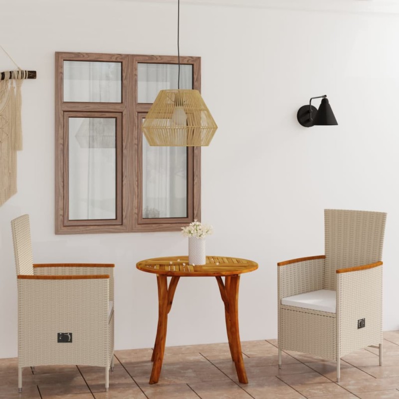 Set Mobili da Pranzo per Giardino 3 pz Beige Set Mobili da Pranzo per Giardino 3 pz Beige