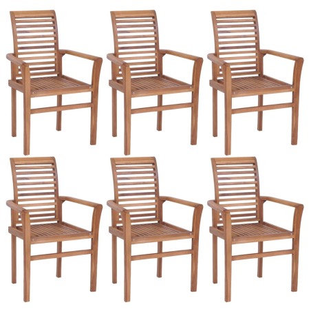 vidaXL Sedie da Pranzo Impilabili 6 pz con Cuscini in Massello di Teak