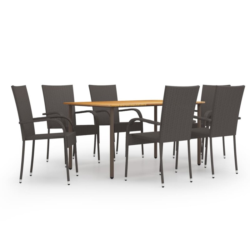 Set Mobili da Pranzo Giardino 7 pz in Polyrattan Marrone Set Mobili da Pranzo Giardino 7 pz in Polyrattan Marrone