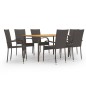Set Mobili da Pranzo Giardino 7 pz in Polyrattan Marrone Set Mobili da Pranzo Giardino 7 pz in Polyrattan Marrone