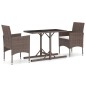 vidaXL Set Mobili da Pranzo per Giardino 3 pz Marrone vidaXL Set Mobili da Pranzo per Giardino 3 pz Marrone